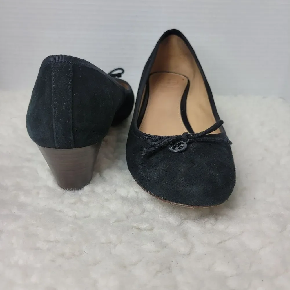 Tory Burch Black Suede Wedge Ballet Flats